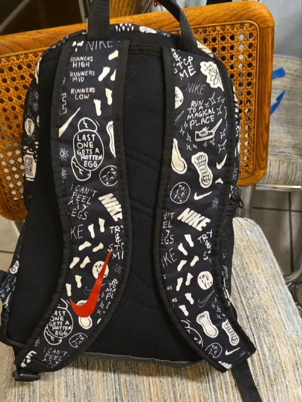 Nike Black & Red Brasilia All Over Print Backpack.